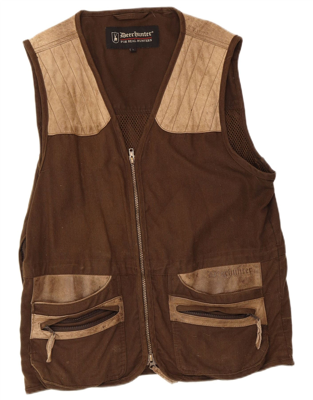 Deerhunter Mens Gilet UK 40 Large Brown Colourblock Cotton