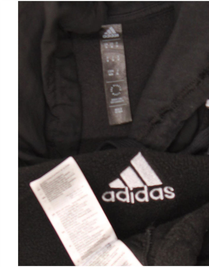 Adidas Mens Hoodie Jumper Medium Black Striped Polyester Sports