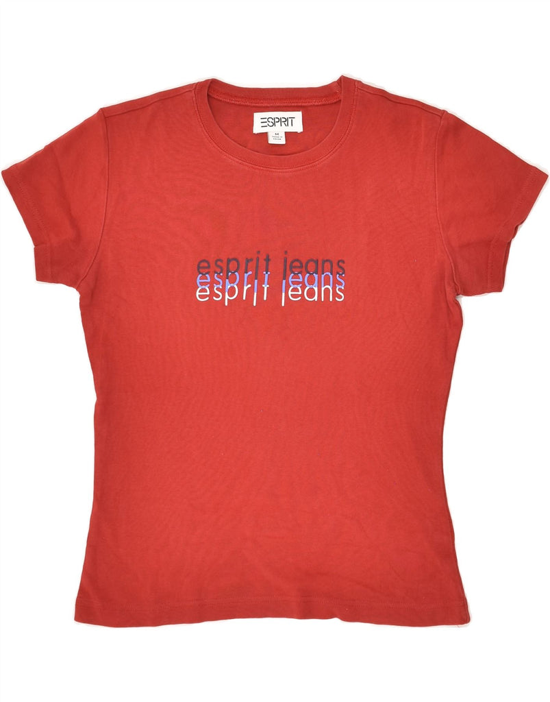 ESPRIT Womens Graphic T-Shirt Top UK 14 Medium Red Cotton | Vintage Esprit | Thrift | Second-Hand Esprit | Used Clothing | Messina Hembry 