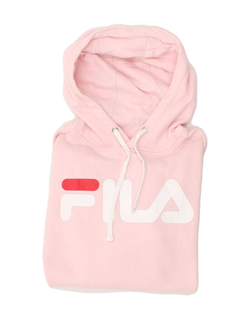 FILA Mens Graphic Hoodie Jumper Small Pink Cotton Vintage Fila and Second-Hand Fila from Messina Hembry 