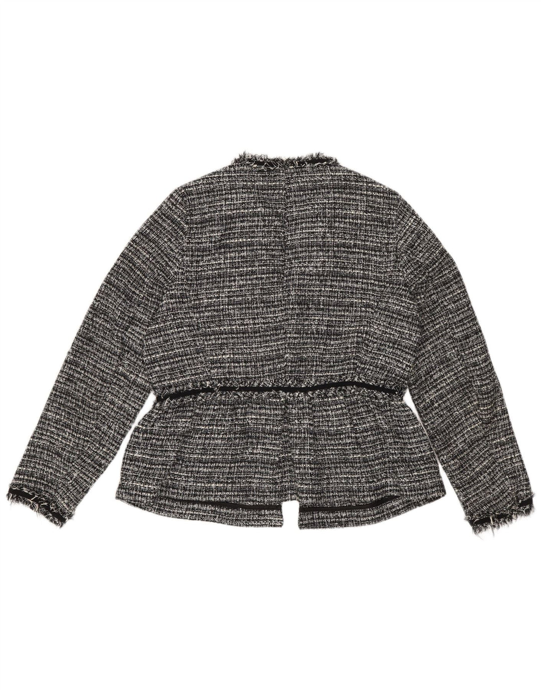 Zara Womens Oversized Open Blazer Jacket UK 6 XS Black Striped Polyester