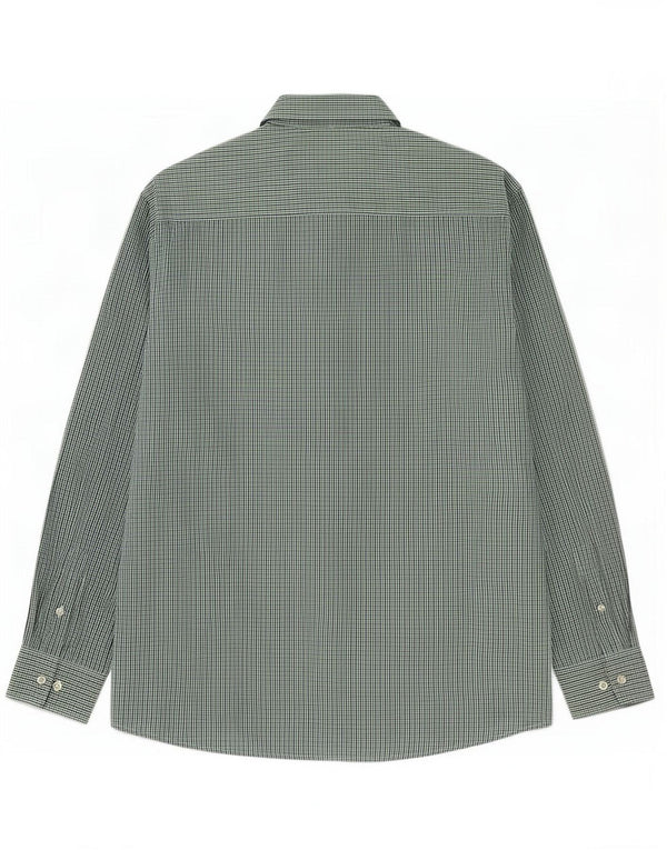 Pierre Cardin Mens Regular Fit Shirt XL Green Gingham Polyester