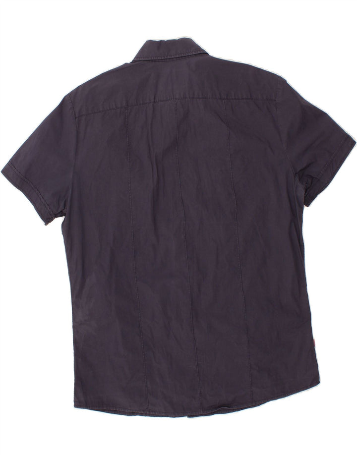 BLAUER Mens Short Sleeve Shirt 2XL Navy Blue Cotton