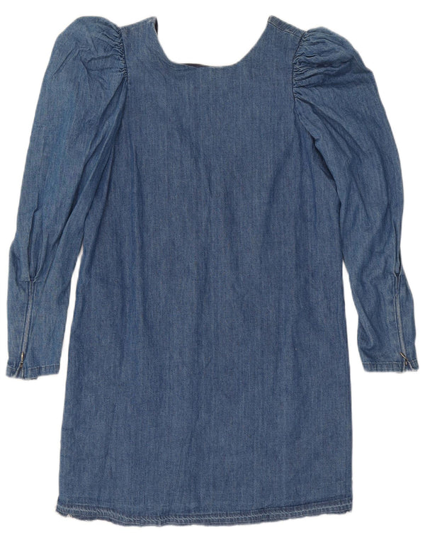 Vintage Womens Long Sleeve Denim Dress UK 12 Medium Blue