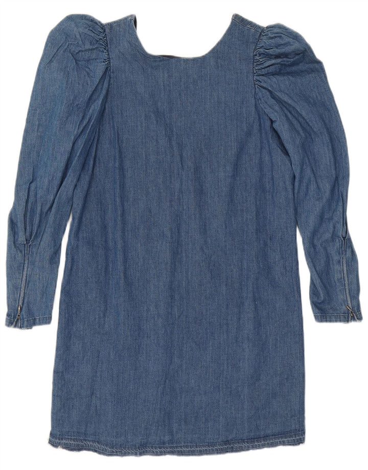 Vintage Womens Long Sleeve Denim Dress UK 12 Medium Blue