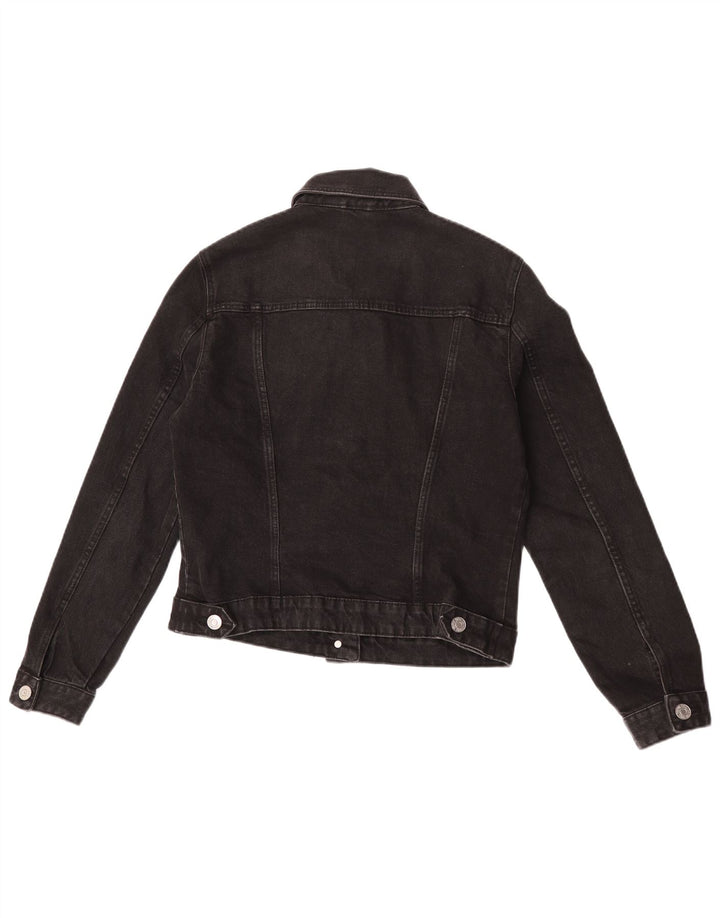 Zara Womens Crop Denim Jacket UK 12 Medium Black