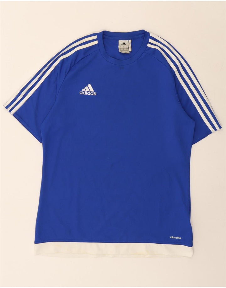 Adidas Mens Climalite T-Shirt Top Medium Blue Colourblock Polyester