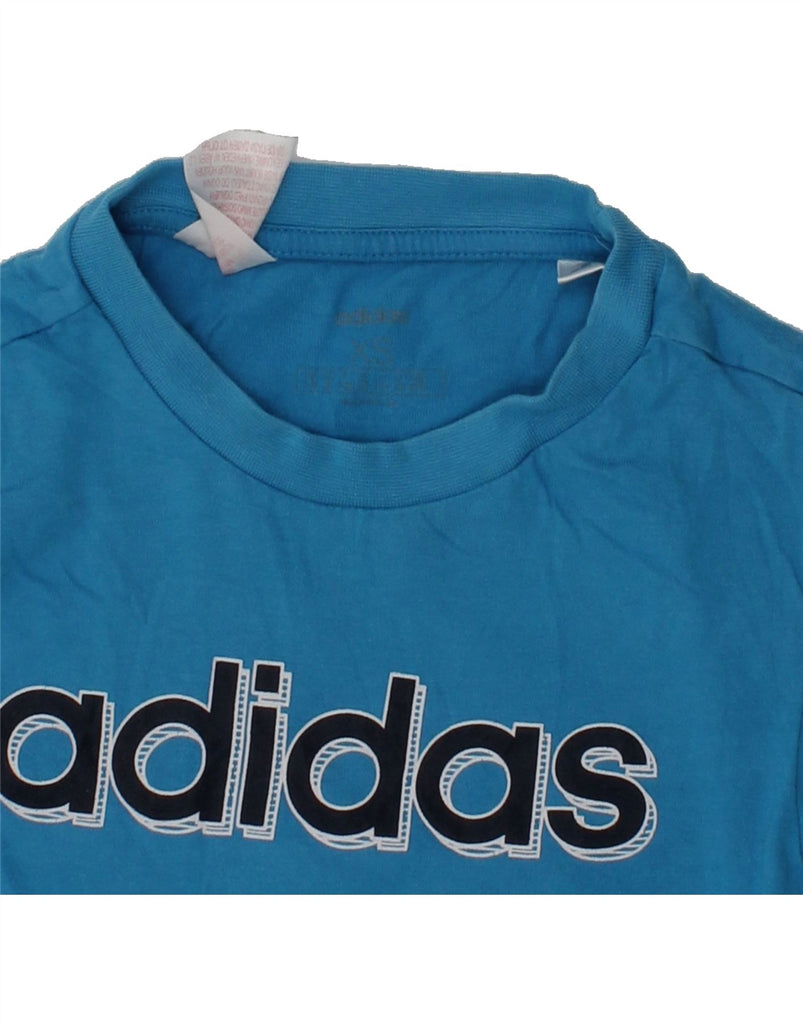 ADIDAS Boys Graphic T-Shirt Top 5-6 Years XS Blue Cotton | Vintage Adidas | Thrift | Second-Hand Adidas | Used Clothing | Messina Hembry 