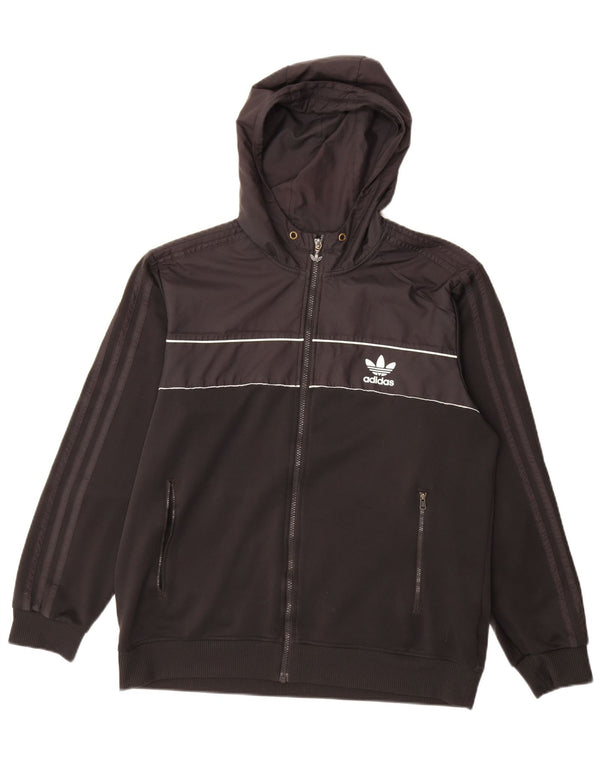 Adidas Mens Zip Hoodie Sweater Large Black Polyester