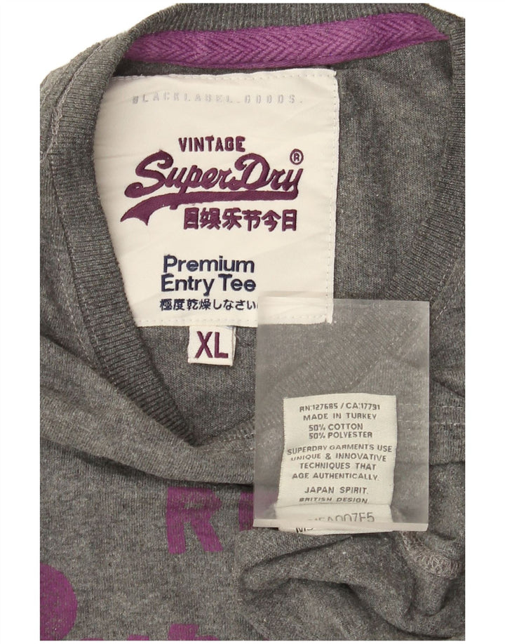 Superdry Mens Graphic T-Shirt Top XL Grey Cotton