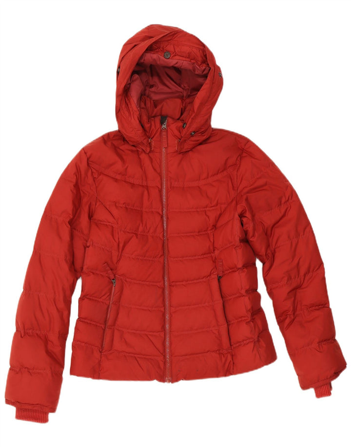 Timberland Womens Hooded Padded Jacket UK 12 Medium Red Polyester