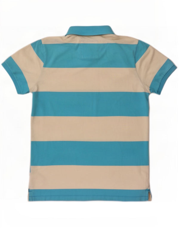 Hollister Mens Polo Shirt Large Blue Striped Cotton