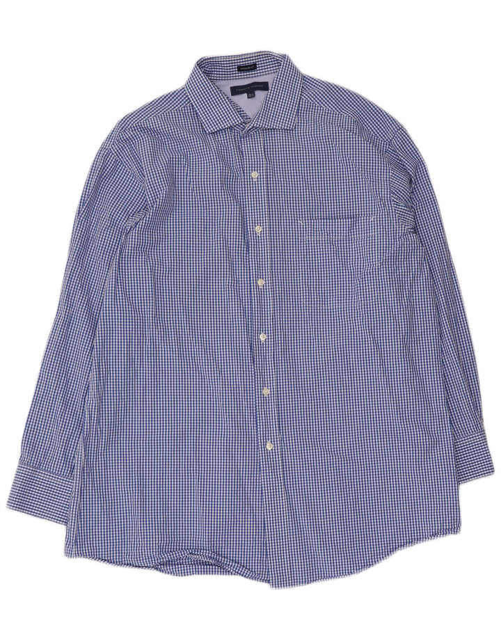 Tommy Hilfiger Mens Regular Fit Shirt Size 16 1/2 Large Blue Gingham