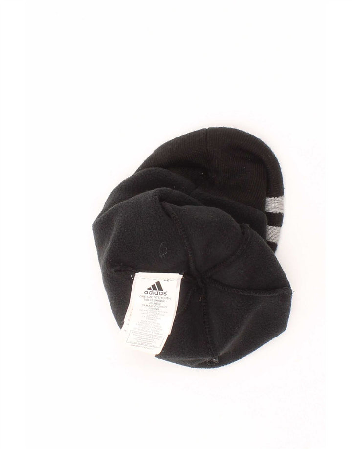 Adidas Boys Beanie Hat One Size Black Striped Polyester