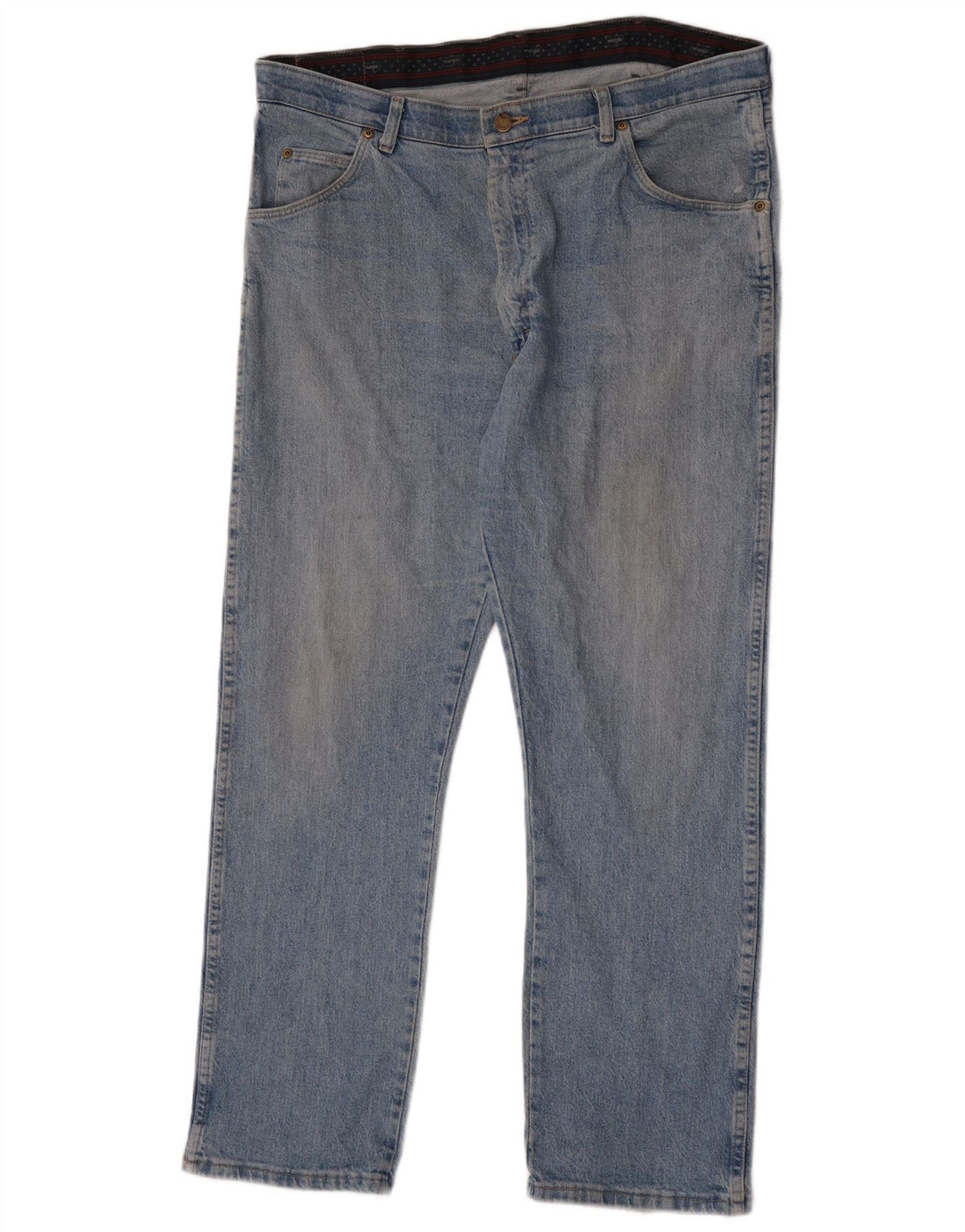 Wrangler Mens Regular Fit Straight Jeans W38 L30 Blue Cotton