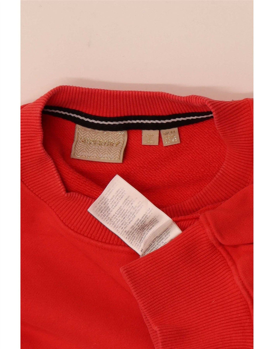 Superdry Womens Oversized Sweatshirt Jumper UK 14 Large  Red Cotton