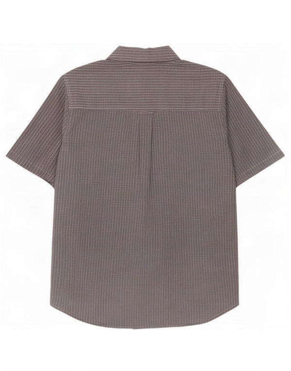 Chaps Mens Easy Care Short Sleeve Shirt Large Grey Cotton