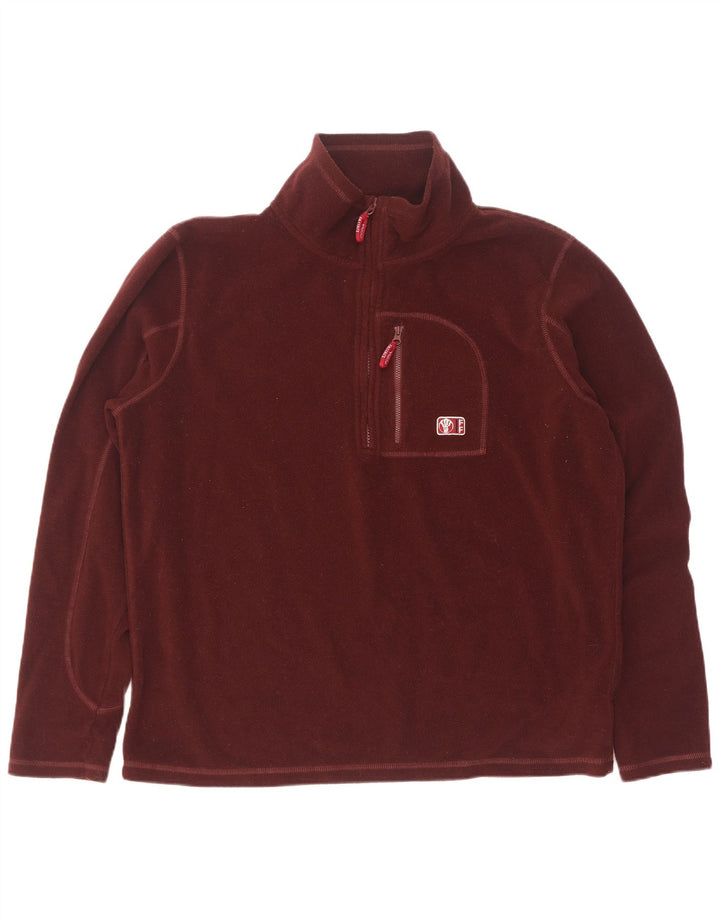 Fat Face Mens Zip Neck Fleece Jumper Large Maroon Polyester