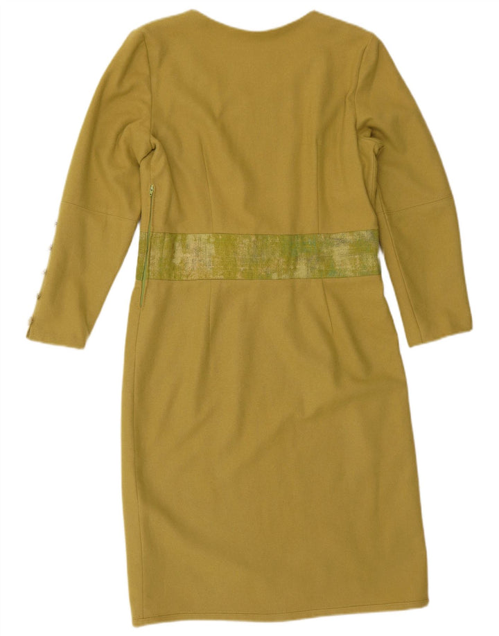 Vintage Womens Long Sleeve Shift Dress UK 12 Medium Green