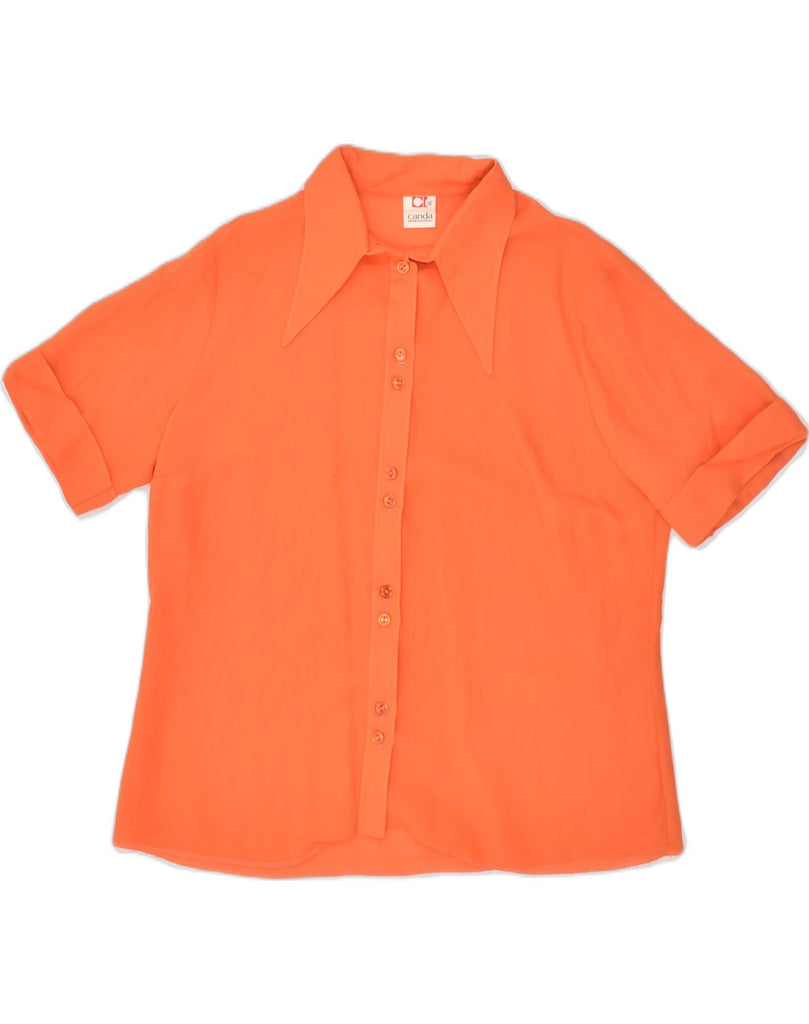 CANDA Womens Short Sleeve Shirt IT 50 XL Orange Polyester | Vintage Canda | Thrift | Second-Hand Canda | Used Clothing | Messina Hembry 