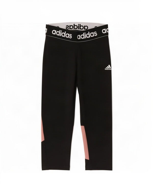 Adidas Womens Graphic Capri Leggings UK 8/10 Small Black Colourblock
