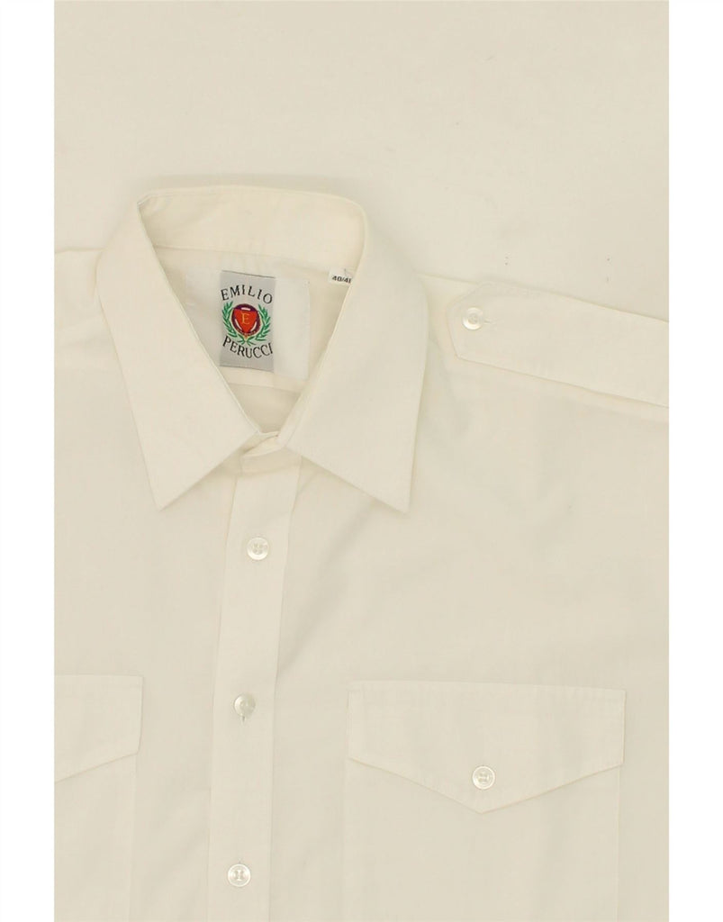 EMILIO PUCCI Mens Military Short Sleeve Shirt Size 40 41 Medium White Vintage Emilio Pucci and Second-Hand Emilio Pucci from Messina Hembry 