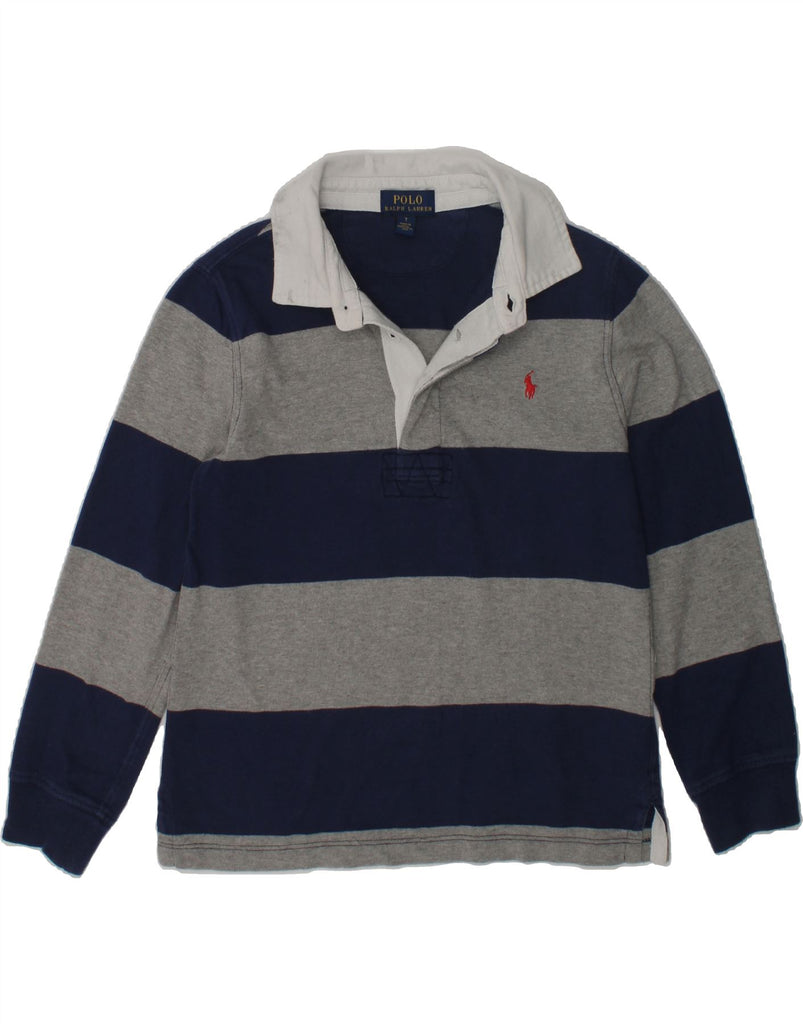 POLO RALPH LAUREN Boys Long Sleeve Polo Shirt 6-7 Years Navy Blue Striped | Vintage Polo Ralph Lauren | Thrift | Second-Hand Polo Ralph Lauren | Used Clothing | Messina Hembry 