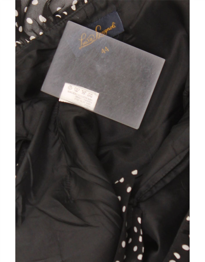 LUISA SPAGNOLI Womens Slip Dress IT 44 Medium Black Polka Dot Linen