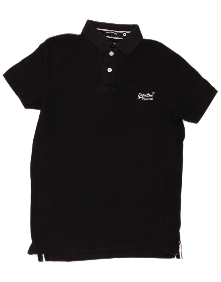 Superdry Mens Polo Shirt XL Black Cotton