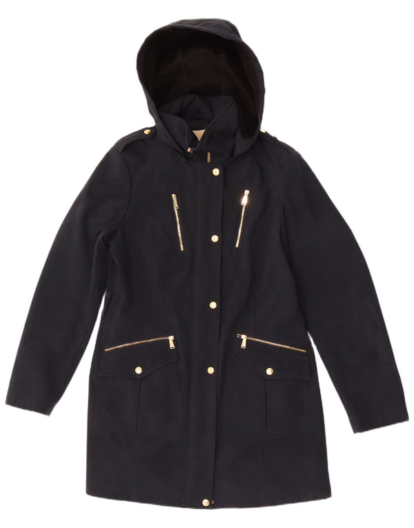 Michael Kors Womens Hooded Military Overcoat UK 14 Medium Navy Blue