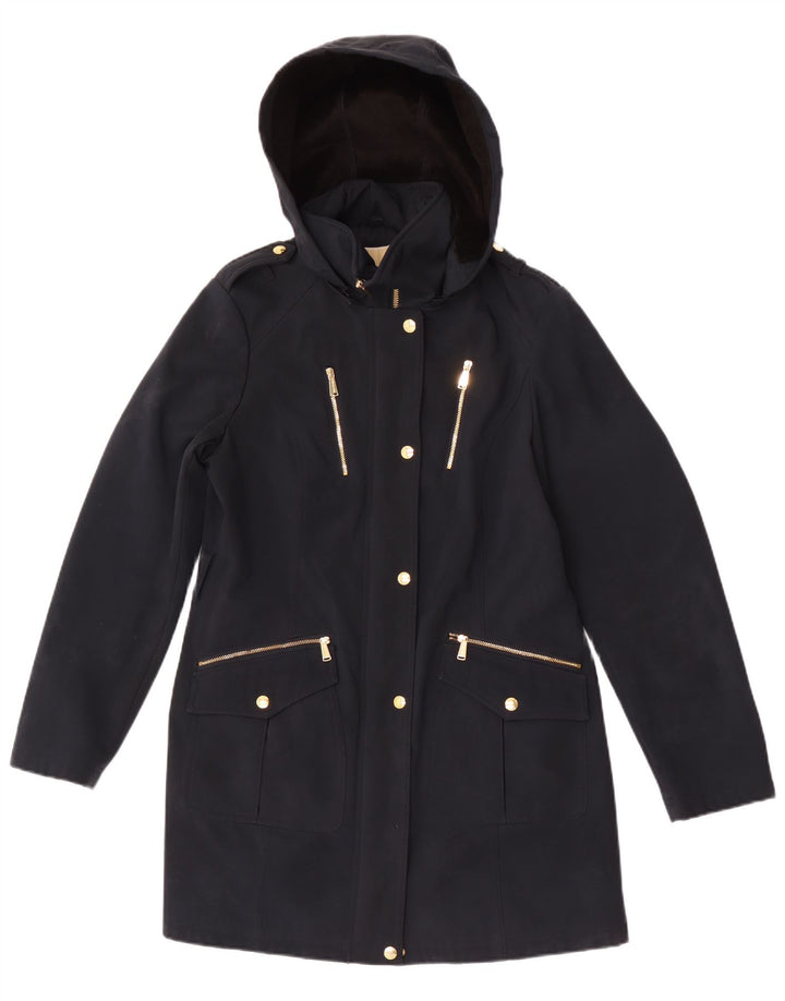 Michael Kors Womens Hooded Military Overcoat UK 14 Medium Navy Blue