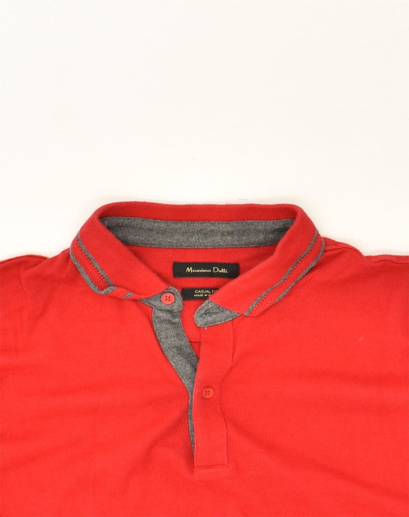 MASSIMO DUTTI Mens Casual Fit Long Sleeve Polo Shirt Medium Red Cotton | Vintage Massimo Dutti | Thrift | Second-Hand Massimo Dutti | Used Clothing | Messina Hembry 