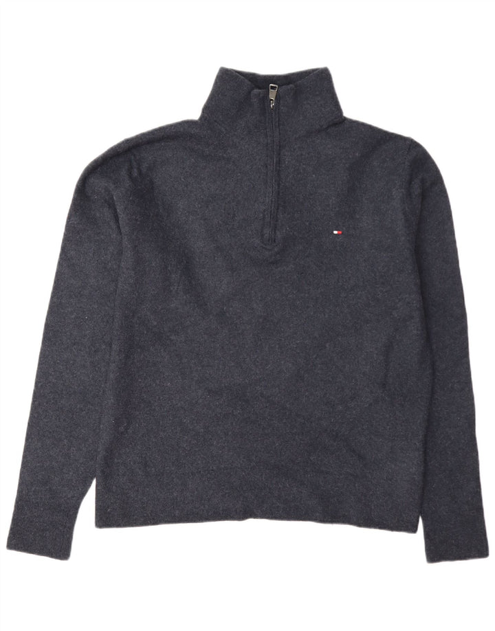 Tommy Hilfiger Mens Zip Neck Jumper Sweater 2XL Navy Blue Wool