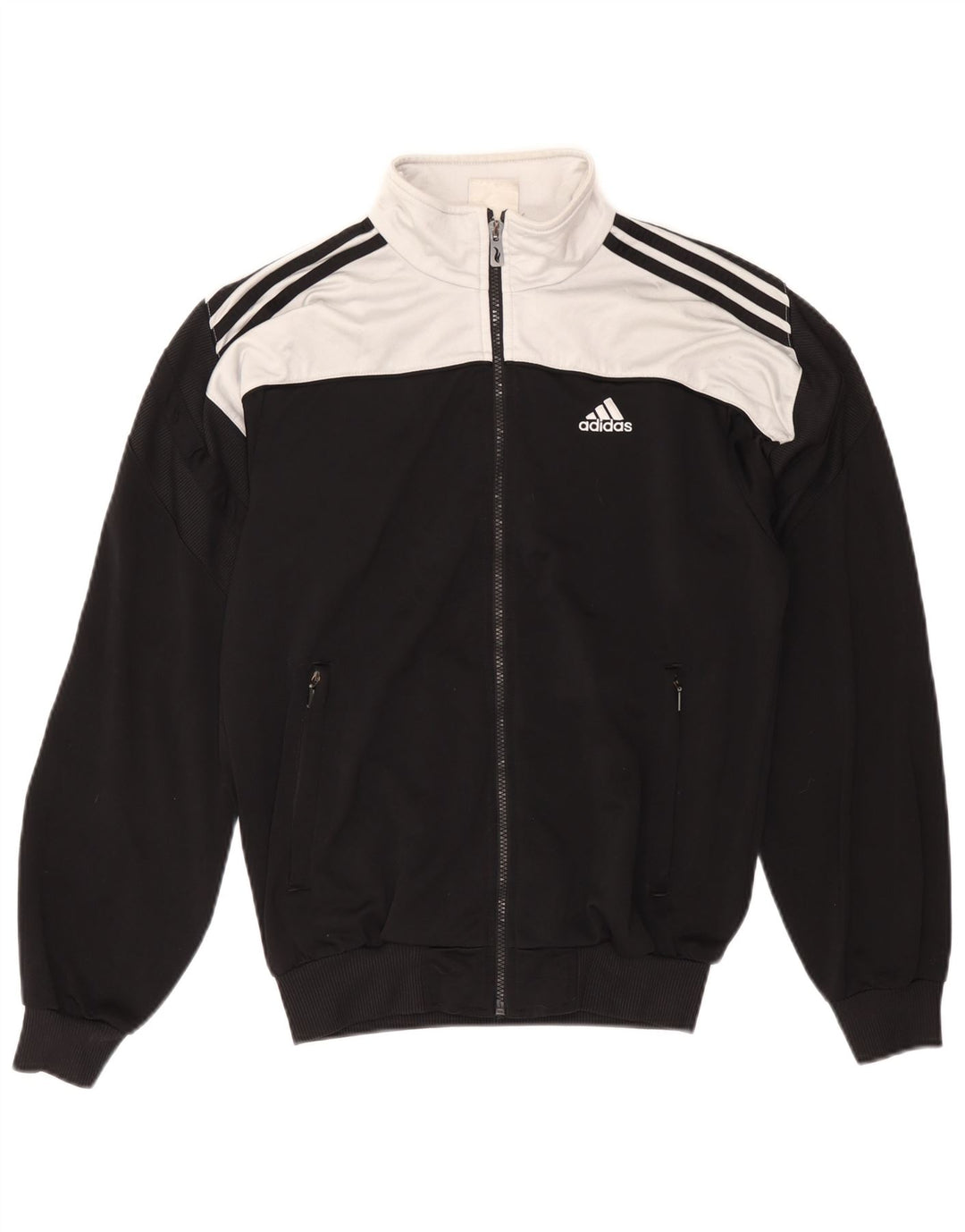 Adidas Mens Tracksuit Top Jacket Small Black Colourblock Polyester