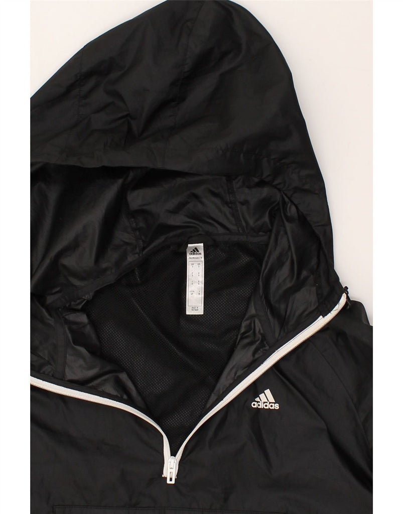 ADIDAS Mens Graphic Pullover Rain Jacket UK 36 Small Black Polyester | Vintage Adidas | Thrift | Second-Hand Adidas | Used Clothing | Messina Hembry 