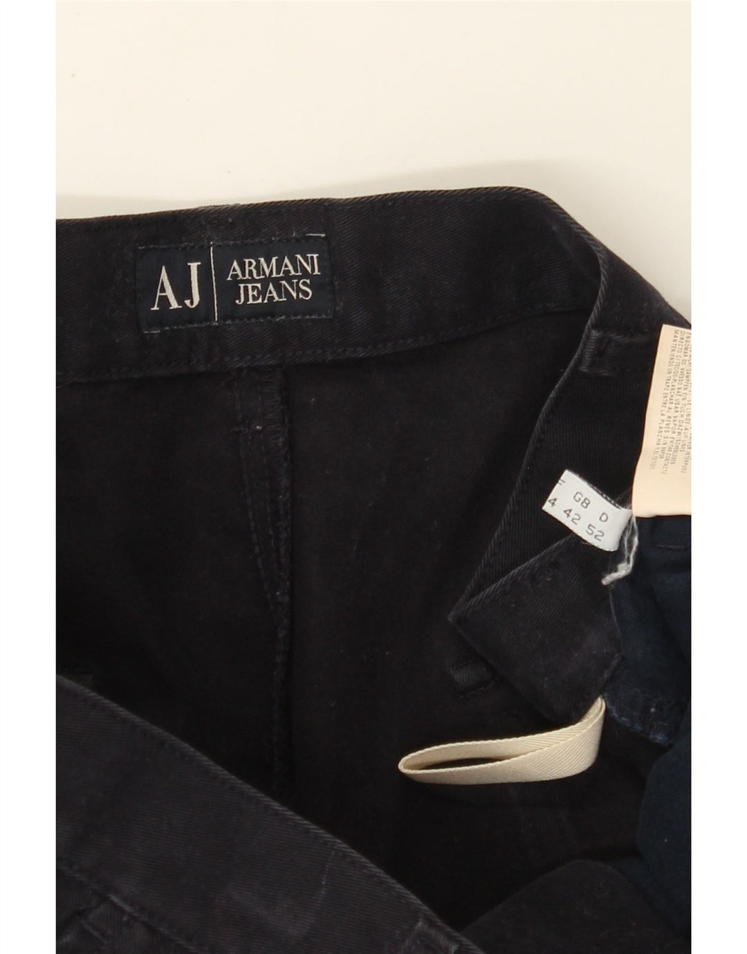 ARMANI Mens Straight Chino Trousers EU 52 XL W36 L36 Navy Blue Cotton