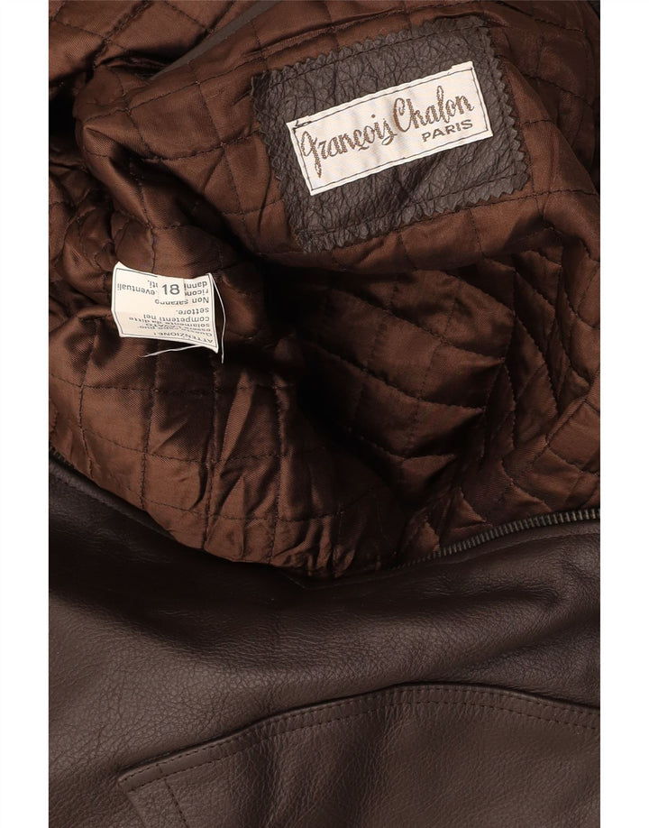 VINTAGE Boys Leather Coat 15-16 Years XL Brown Leather