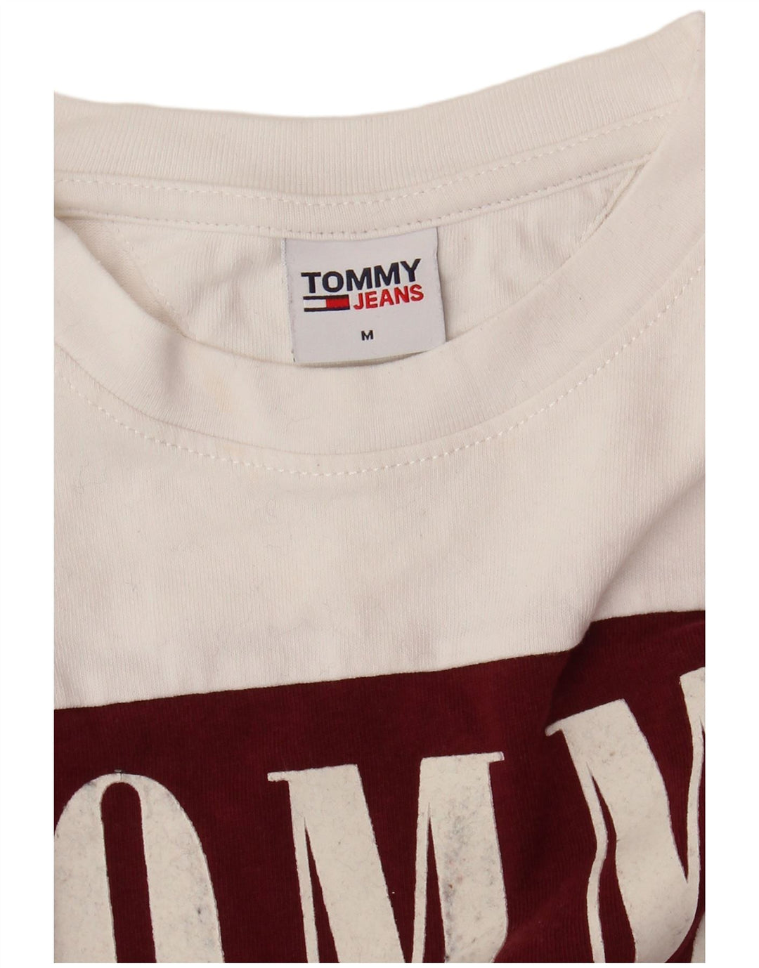 TOMMY HILFIGER Mens Graphic T-Shirt Top Medium White Colourblock