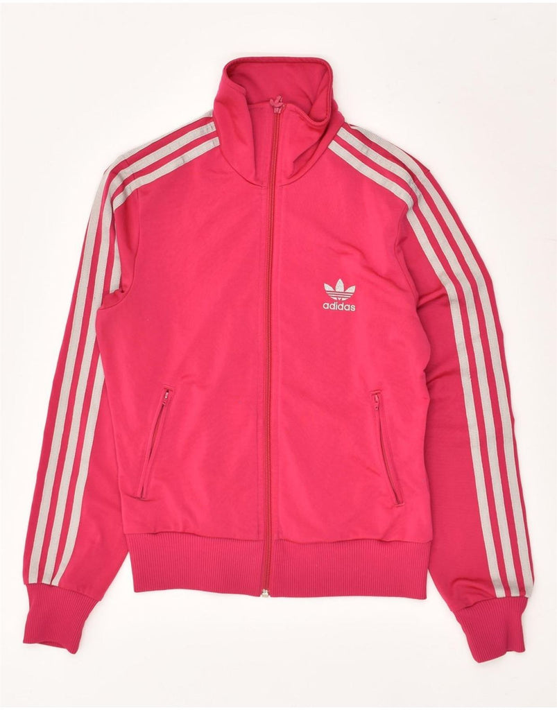 ADIDAS Womens Graphic Tracksuit Top Jacket EU 36 Small Pink Polyester | Vintage Adidas | Thrift | Second-Hand Adidas | Used Clothing | Messina Hembry 