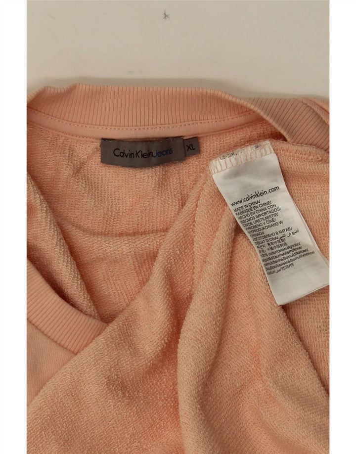 CALVIN KLEIN Mens Graphic Sweatshirt Jumper XL Pink Cotton