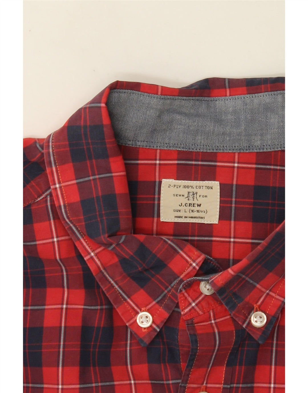 J. CREW Mens Shirt Size 16 1/2 Large Red Check Cotton