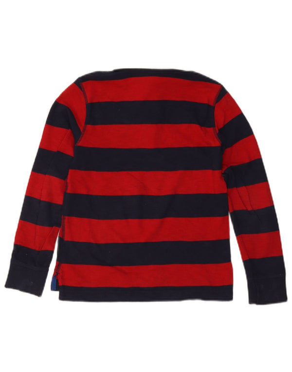 Benetton Boys Long Sleeve Regular Polo Shirt 7-8 Years Medium Red Striped