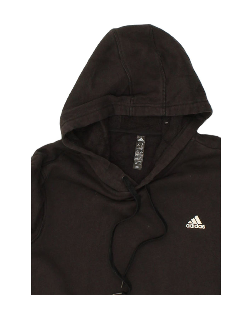 ADIDAS Womens Hoodie Jumper UK 12/14 Medium Black Cotton | Vintage Adidas | Thrift | Second-Hand Adidas | Used Clothing | Messina Hembry 