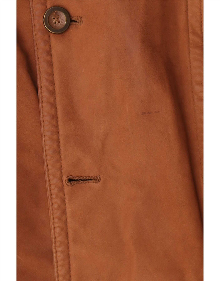 Vintage Mens Leather Coat UK 40 Large Brown