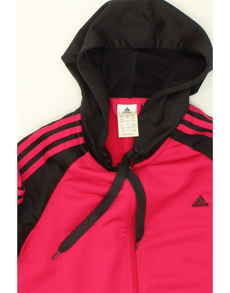 ADIDAS Womens Zip Hoodie Sweater UK 12/14 Medium Pink Colourblock | Vintage Adidas | Thrift | Second-Hand Adidas | Used Clothing | Messina Hembry 