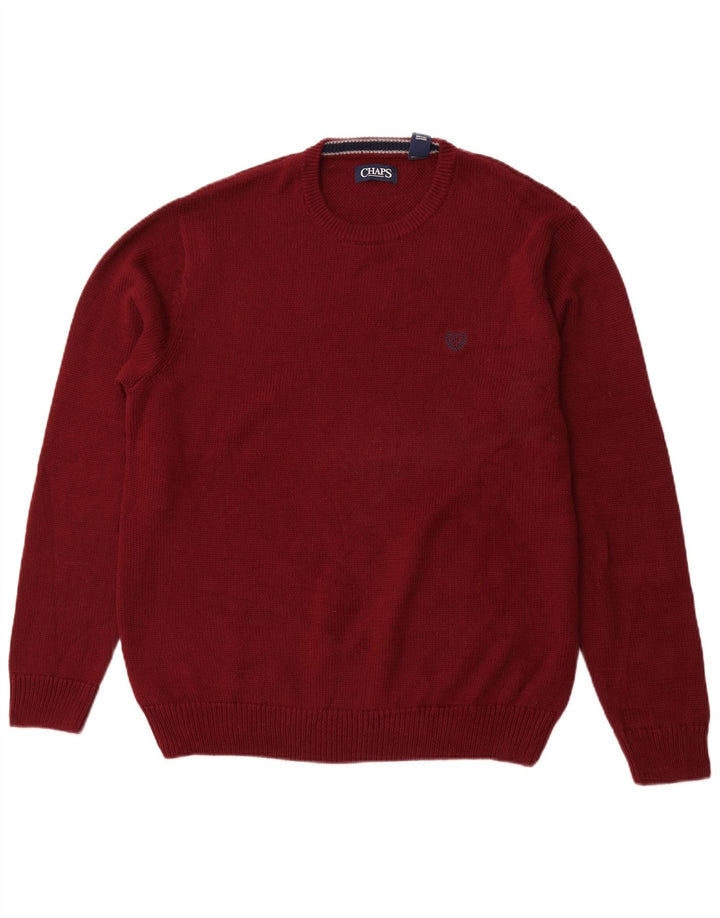 CHAPS Mens Crew Neck Jumper Sweater Large Burgundy Cotton