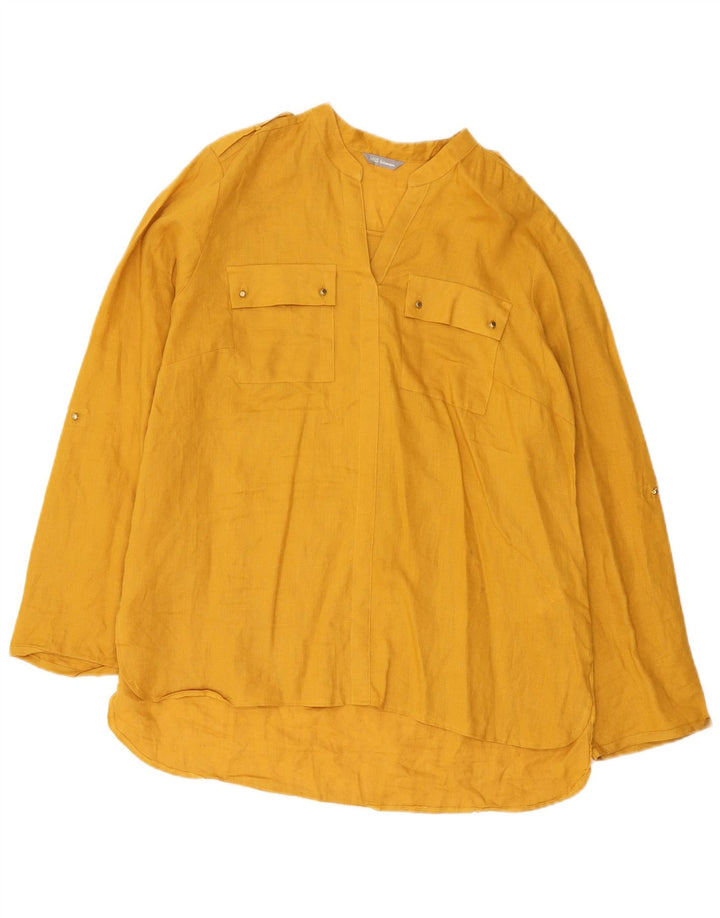 Marks & Spencer Womens Blouse Top UK 14 Large  Yellow Linen