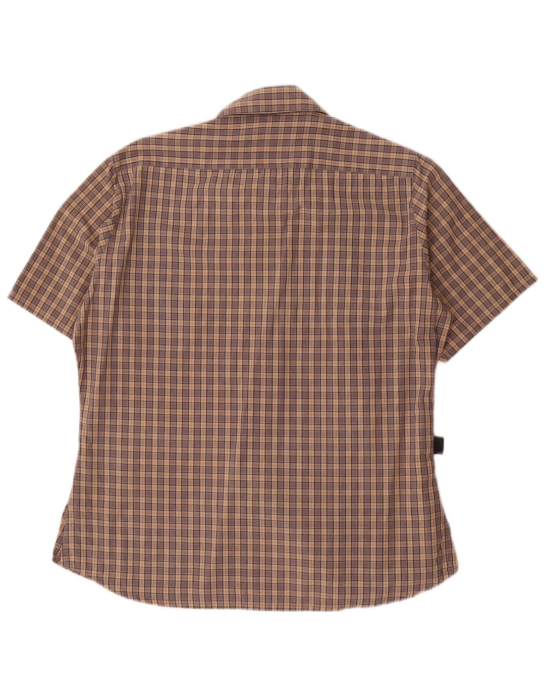 Barbour Womens Short Sleeve Shirt UK 14 Large Brown Check Cotton