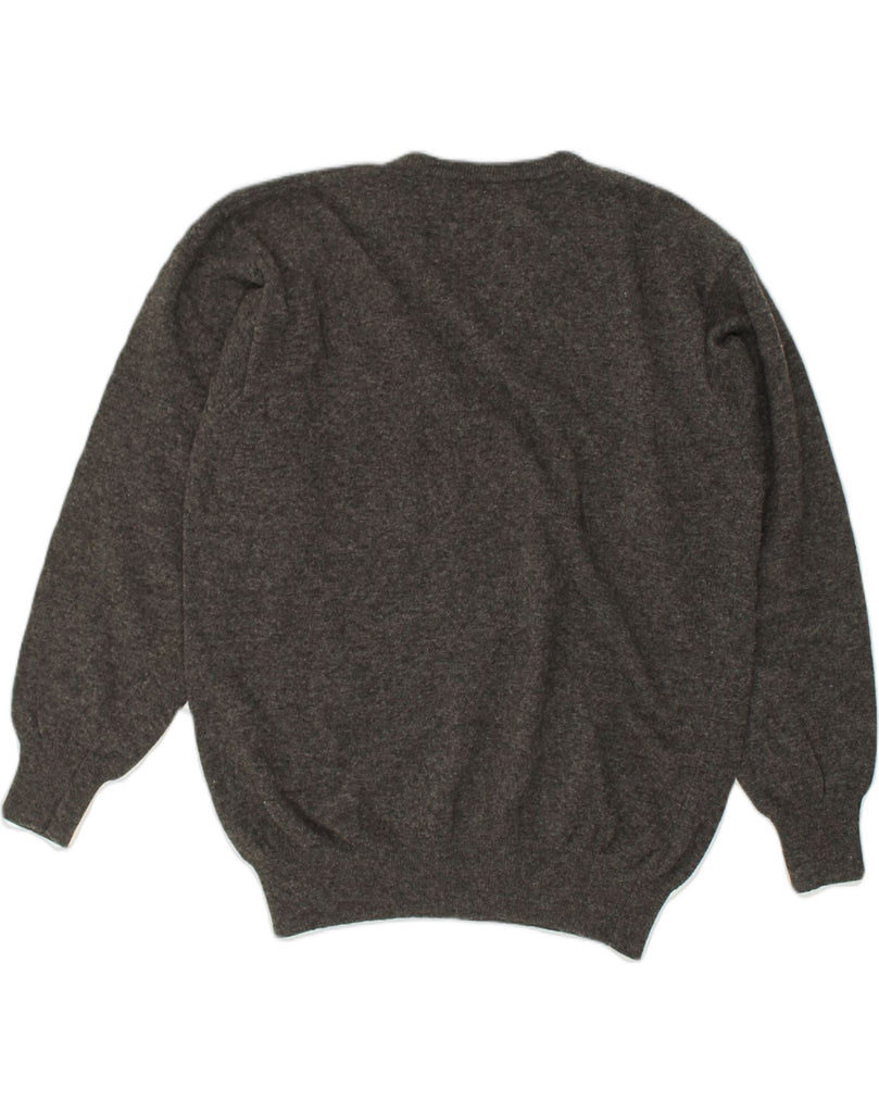 BROOKSFIELD Mens V-Neck Jumper Sweater IT 50 Medium Grey Wool | Vintage Brooksfield | Thrift | Second-Hand Brooksfield | Used Clothing | Messina Hembry 