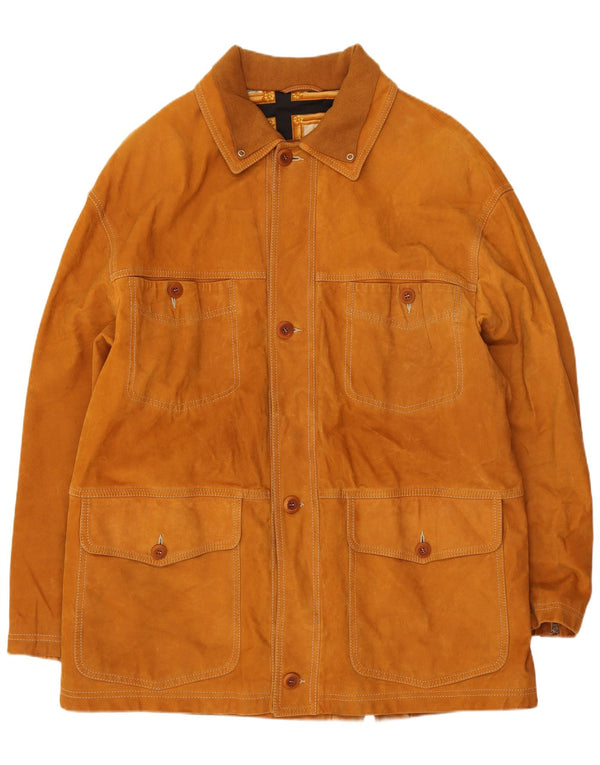 Lavorazione Artigiana Mens Suede Jacket IT 50 Large Beige Leather